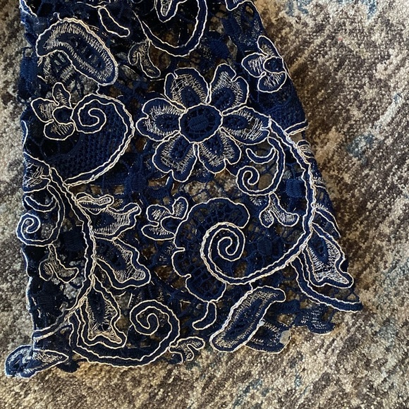 Marina women’s blue lace overlay formal dress 16W midi Mother of the Bride - Picture 3 of 7